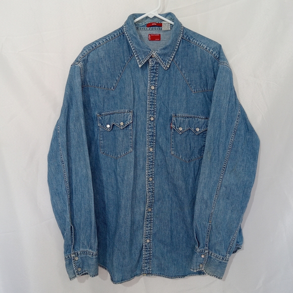 Levi's Other - Levi's Denim Pearl Snap Shirt Men XL Lightwash Vintage Y2K Grunge Cowboy Western